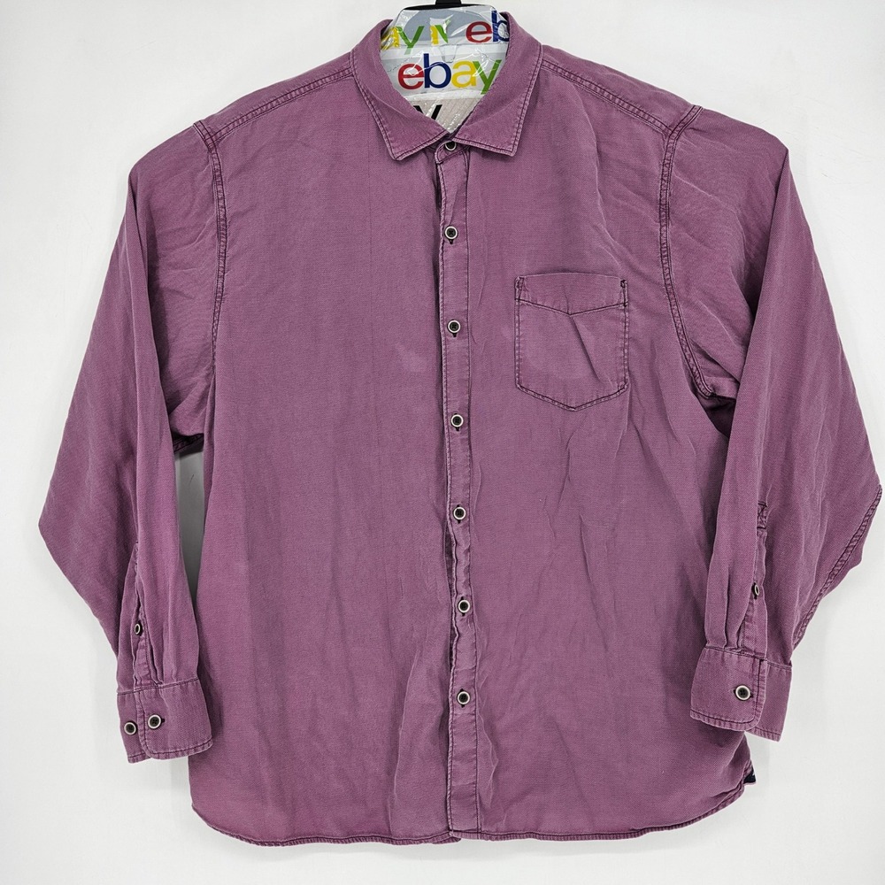 Tommy Bahama Shirt Mens XXL Purple Long Sleeve Button Up Casual Pocket Cotton